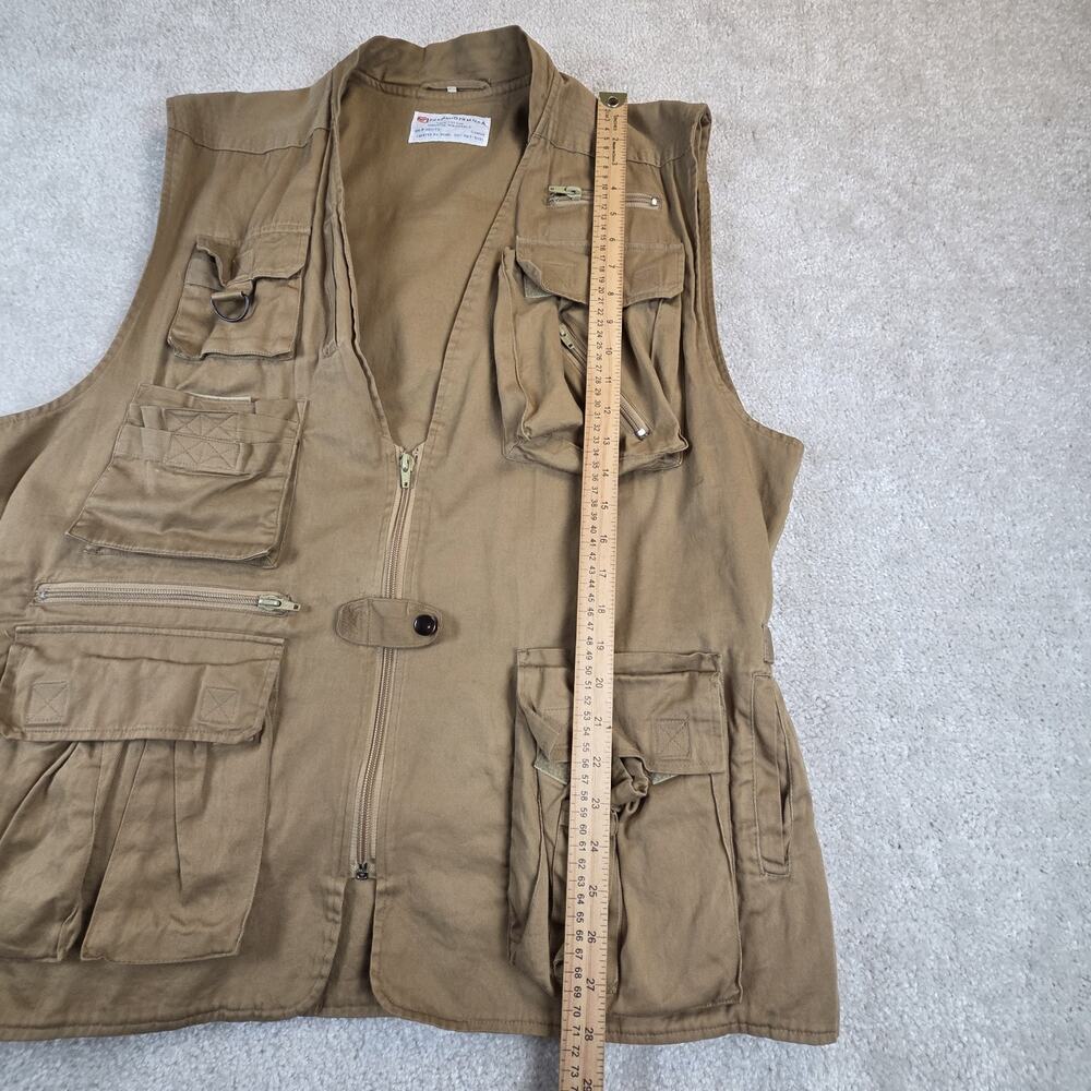 Vtg Fuji Photo Film USA Photographer Vest Multi Pocket Utility Khaki Camera XL - Picture 2 of 8
